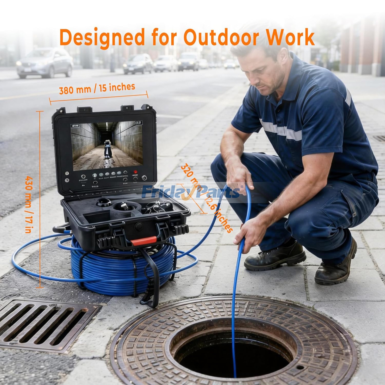 Cámara de inspección de alcantarillado con transmisor de 512 Hz, endoscopio autonivelante para plomería, pantalla HD a color de 9", cámara endoscopio impermeable IP68 con luz, alcance de 30 m (100 pies) para tuberías de desagüe de pared domésticas. para Herramientas manuales y eléctricas Para OTRA MARCA FridayParts