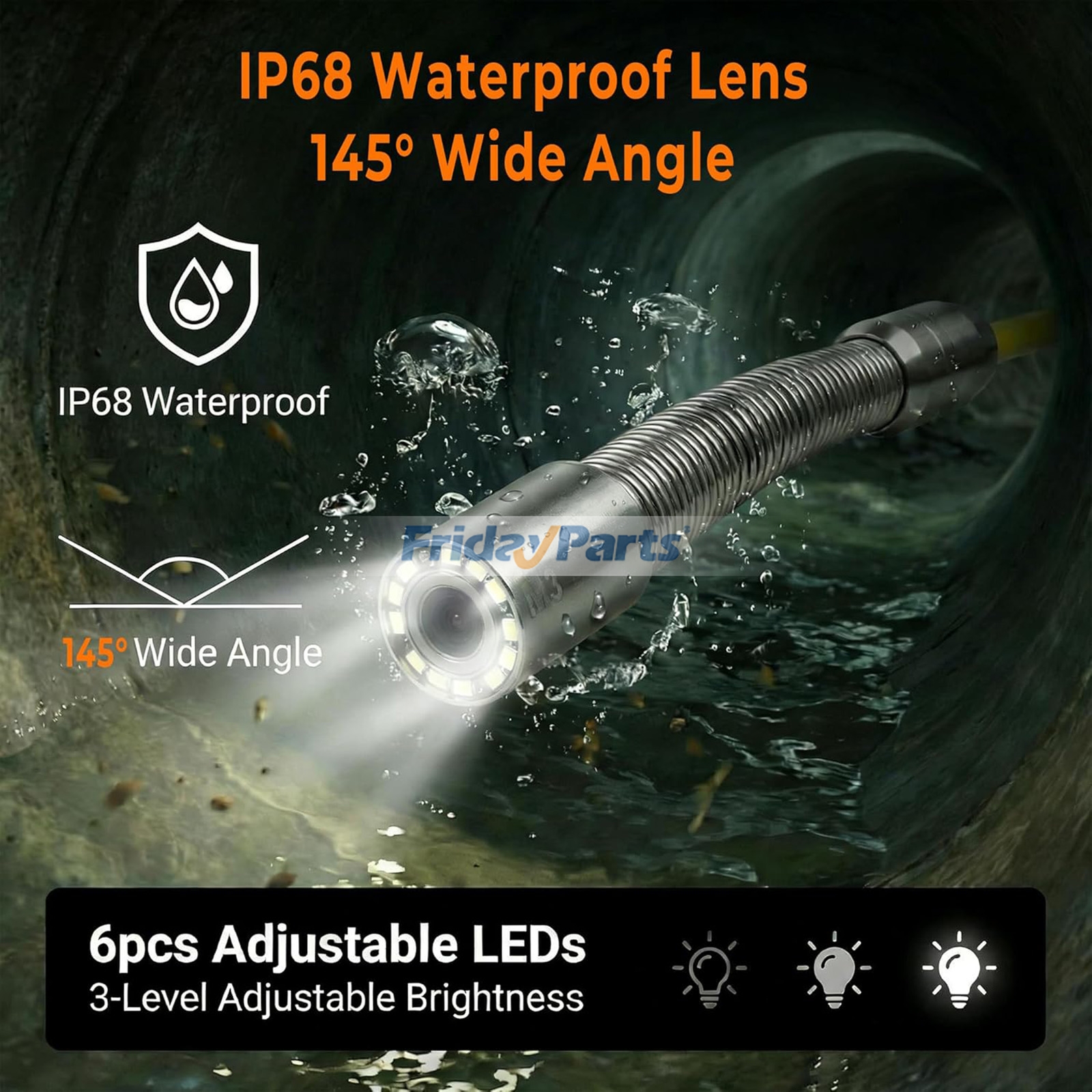 Cámara de inspección de alcantarillado de 30 m (100 pies), endoscopio para plomería, pantalla HD a color de 4,3", resistente al agua IP68, cámara de endoscopio con contador de distancia, luz, batería de 8000 mAh, luz para tuberías de desagüe de pared domé Para OTRA MARCA