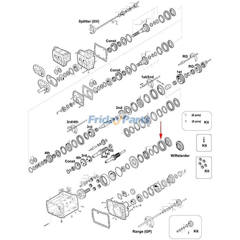 Manguito deslizante 1296 333 023 para transmisión ZF 16S220 16S221 16S150 16S151 Para ZF