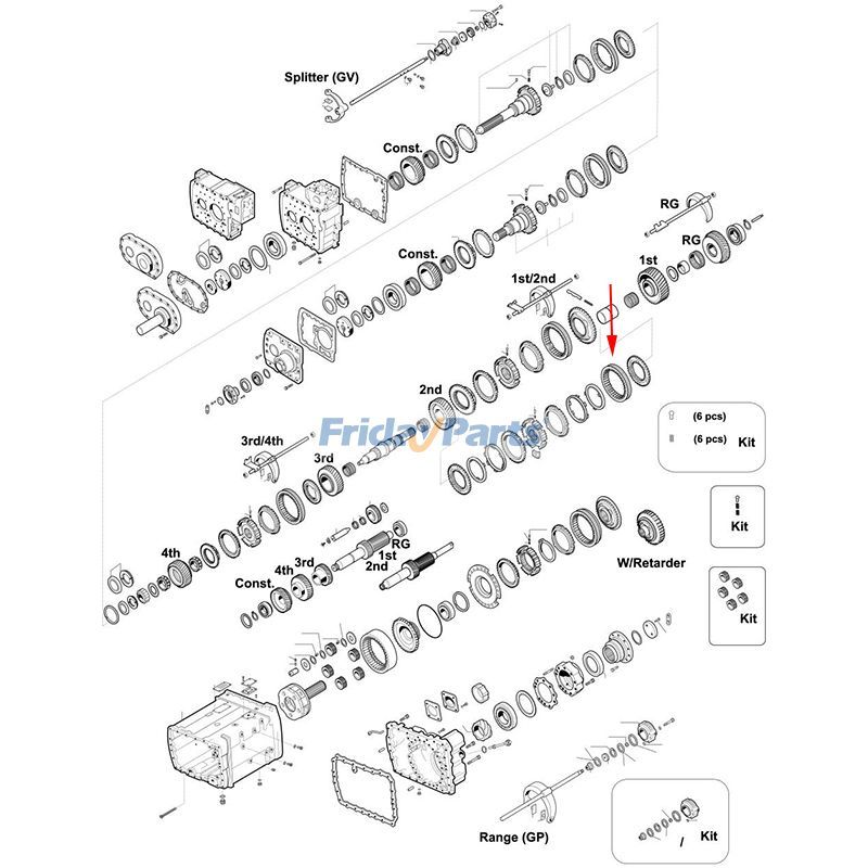 Manguito deslizante 1310 304 175 para transmisión ZF 16S220 16S221 16S150 16S151 Para ZF