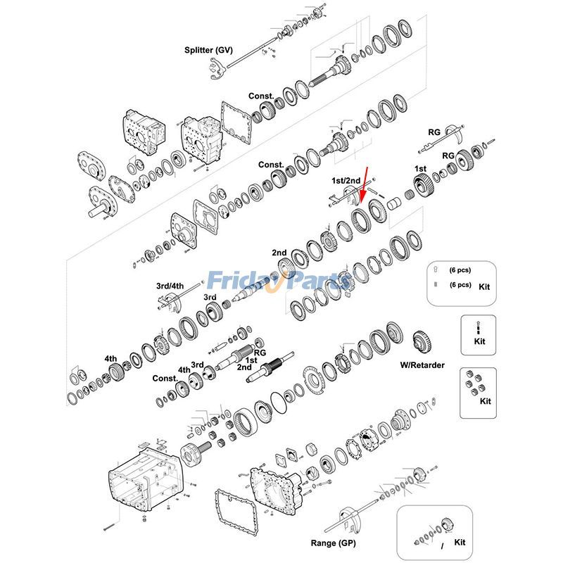 Manguito deslizante 1.ª/2.ª 1316 304 078 para transmisión ZF 16S220 16S221 16S150 16S151 Para ZF