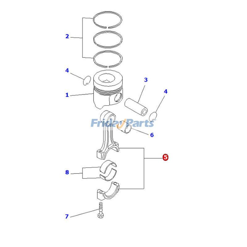 Pasador de pistón 119813-22300 para motor Yanmar 3TNC80L 3TNE78A 3TNE82A 3TNV82A Motor Komatsu 3D78AE 3D82AE 3D82E 