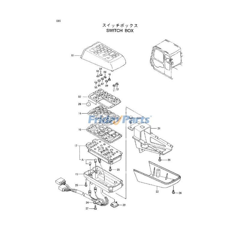 Caja de interruptores 4331397 para excavadora Hitachi EX200-3E EX300-2 EX300H-2 EX300LC-2 EX300LCH-2 EX60-2 EX60-3 Para HITACHI