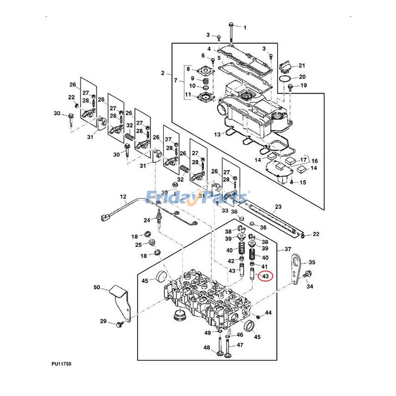 Guía de válvulas M811855 para tractor John Deere 2320 1026R Vehículo utilitario 2030A GATOR PROGATOR Para JOHN DEERE