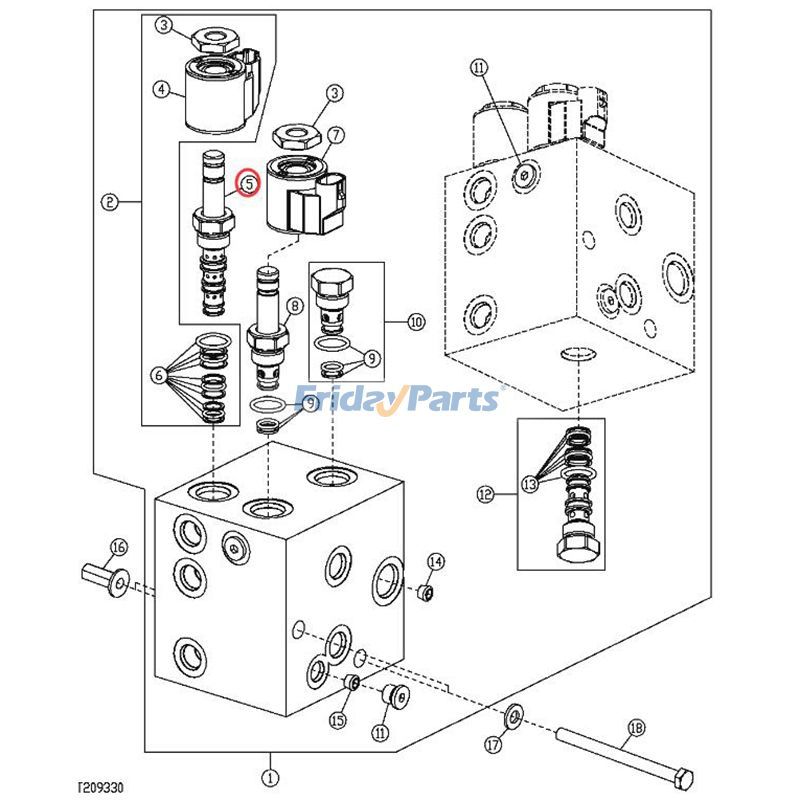 JOHN DEERE用ソレノイドカートリッジバルブ 672G 710G 872G CP690