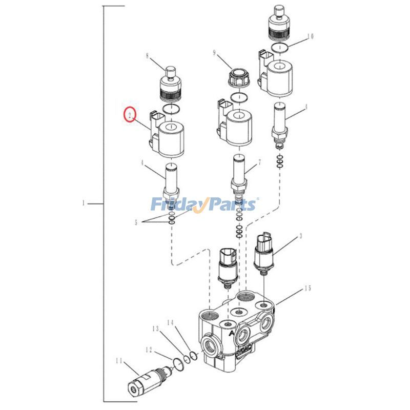 FridayParts 12V Solenoid Valve Coil 220 225 235 2654 275 280 290 305 335 340 370 380 MX215 MX245 MX275 MX305T