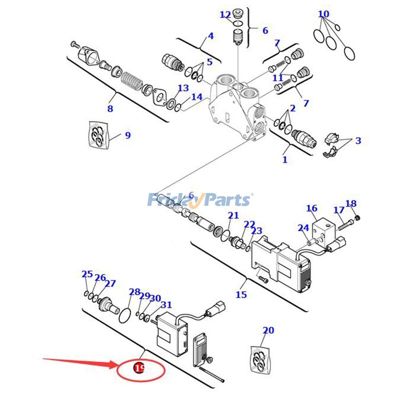 Válvula solenoide 844200727 para manipuladores telescópicos Komatsu WH609-1 WH613-1 WH713-1 WH714-1 WH714H-1 WH716-1 Para KOMATSU