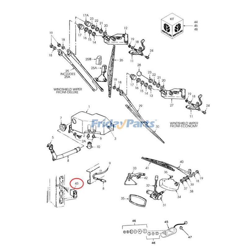 Interruptor basculante - Limpiaparabrisas de 3 posiciones (apagado/1/(2)) F1NN18387AA E9NN17N414AA 139900580122 para Ford New Holland 7740 7840 de FridayParts