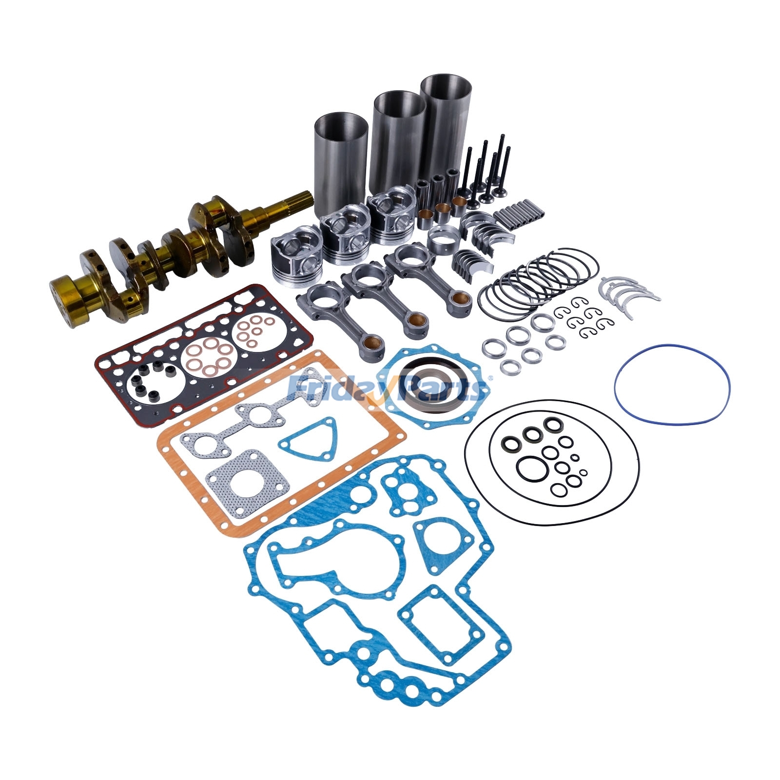 Kit de reconstrucción de revisión estándar y cigüeñal y biela para motor Kubota D722 de FridayParts