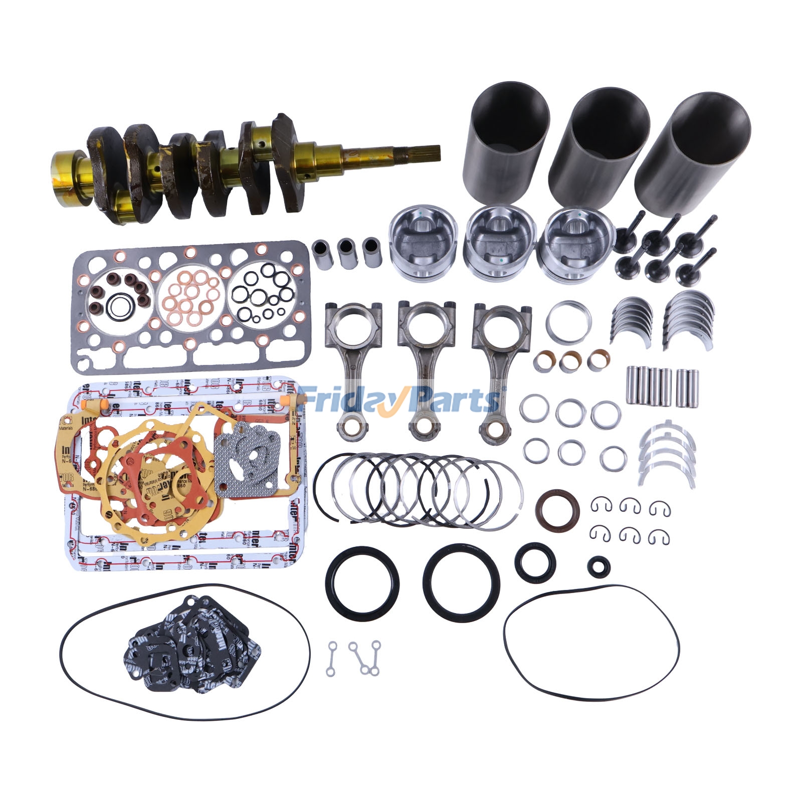 Kit de reconstrucción de revisión general estándar y cigüeñal y biela para motor Kubota D950