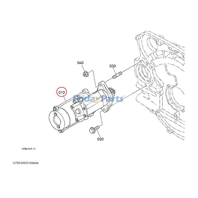 Starter 1J730-63010 for Kubota Loader SSV65 SSV65C Excavator U48 U55 for less