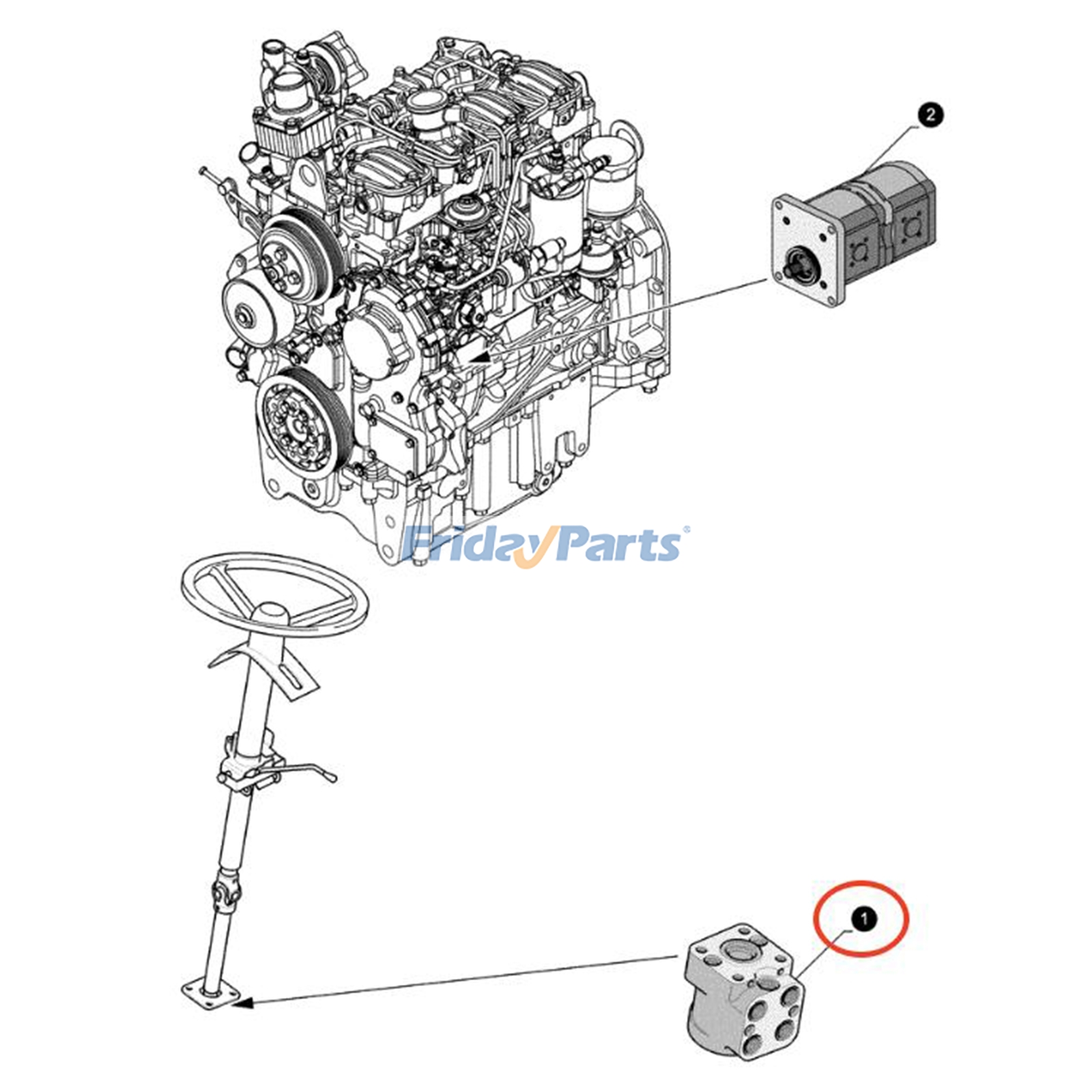 Motor de dirección Orbitrol para tractores CASE JX55 JX95 Farmall 60 70 80 90 95 - Reemplaza Danfoss 150N0028 5165251 Para CASE,Para Danfoss