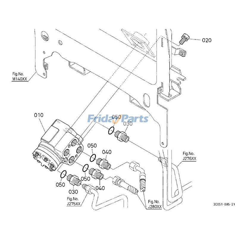 クボタ トラクター L48 M4700DT M4900DT M5040F M5640SU M5700 M6040F M7040HD M8200HD M9000DT 用ステアリング バルブ 3C001-63072
