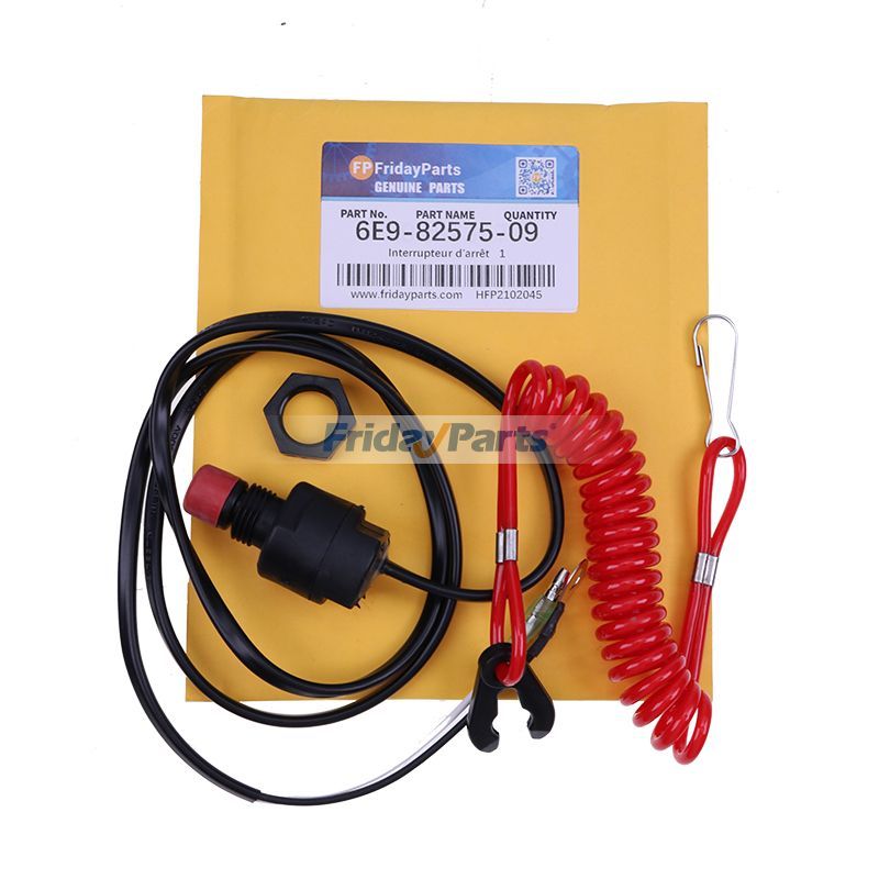 Interrupteur D'arrêt D'urgence Avec Attache Pour Yamaha 15-40HP 2 Temps - Référence 6E9-82575-09 - Sécurité Bateau