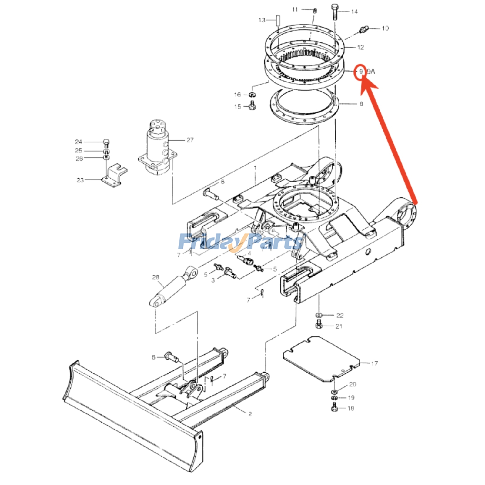 Palier oscillantpour Pelle