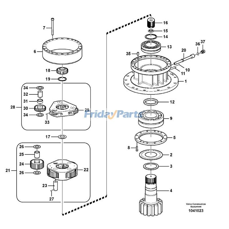 エイプポテンシャル　スケッチ Swing Gearbox VOE14640501 for Volvo Excavator EC330B EC340D