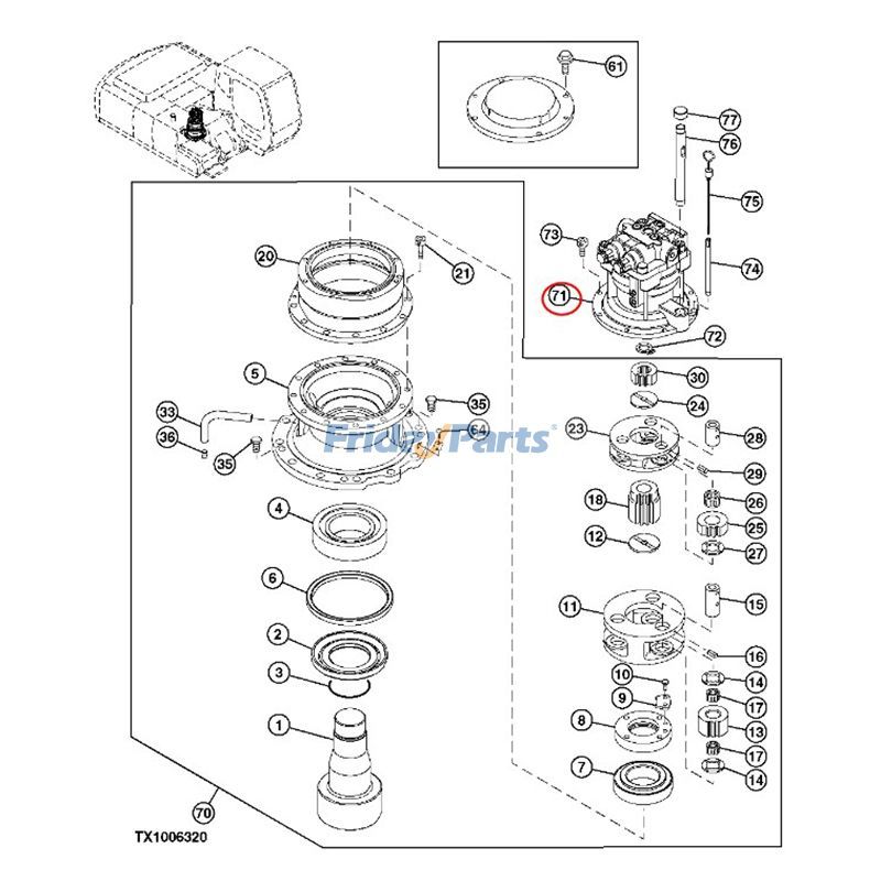 Enregistreur de moteur de rotationpour Pelle