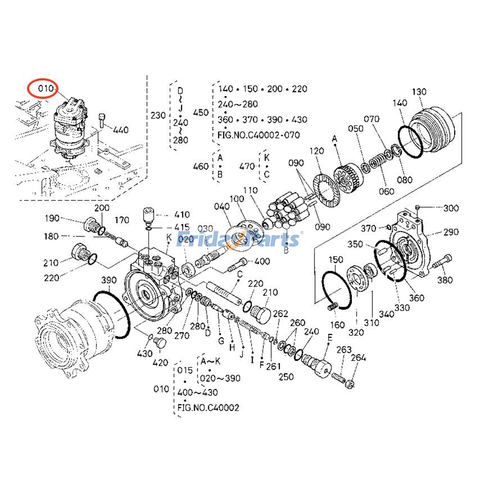 Conjunto de motor de giro RD411-61700 para excavadora Kubota U45-3 Para KUBOTA