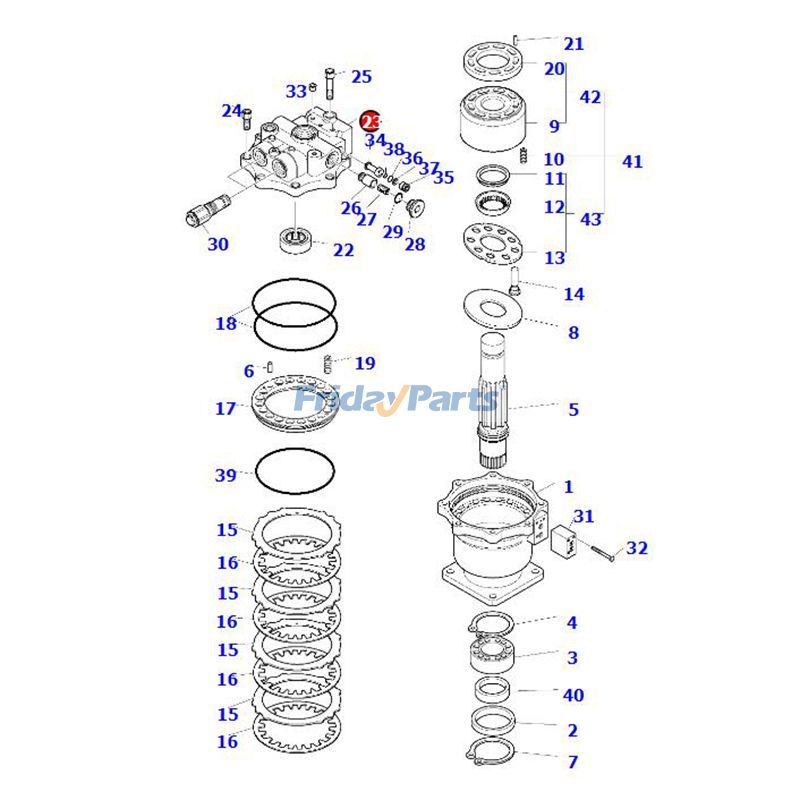 FridayParts Hintere Abdeckung des Schwenkmotors Daewoo Komatsu