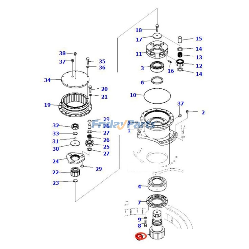 Eje de apoyo oscilante 207-26-62180 para excavadora Komatsu PC360LC-11 PC350LC-8 PC300LC-8M0 y cargadora HB365LC-3 HB335LC-1 Para KOMATSU