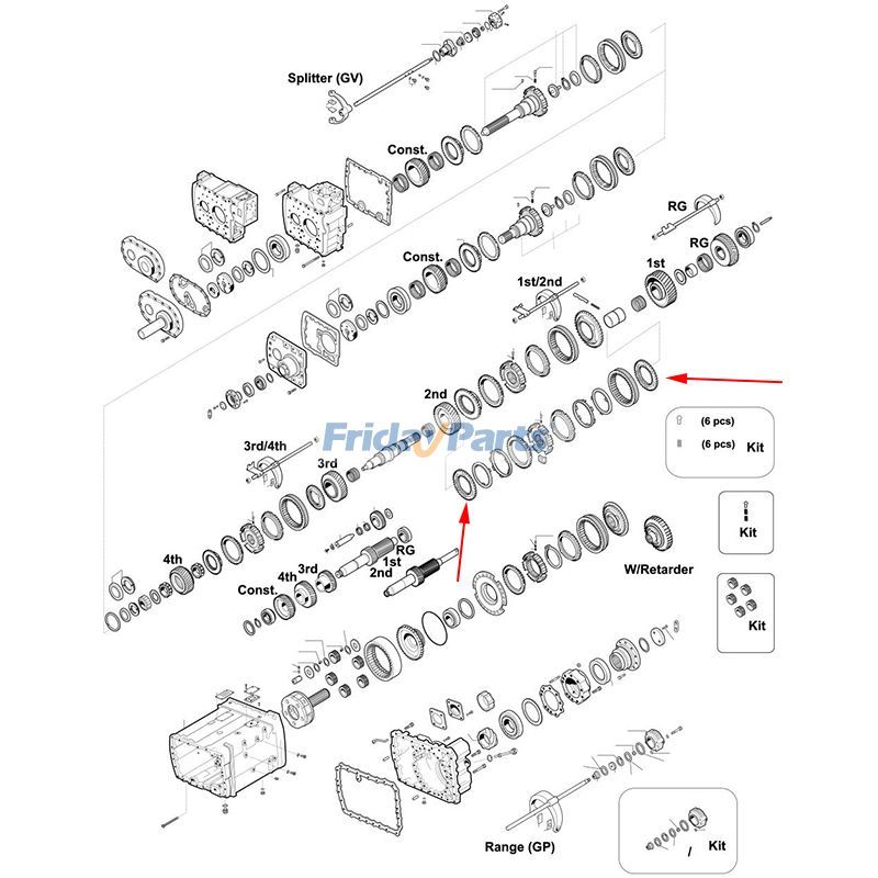 1 cono sincronizador de PC 1312 304 106 para transmisión ZF 16S1650 16S220 16S150 16S151 Para ZF