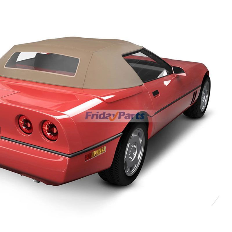 Vehicle Tan Convertible Soft Top With Plastic Window