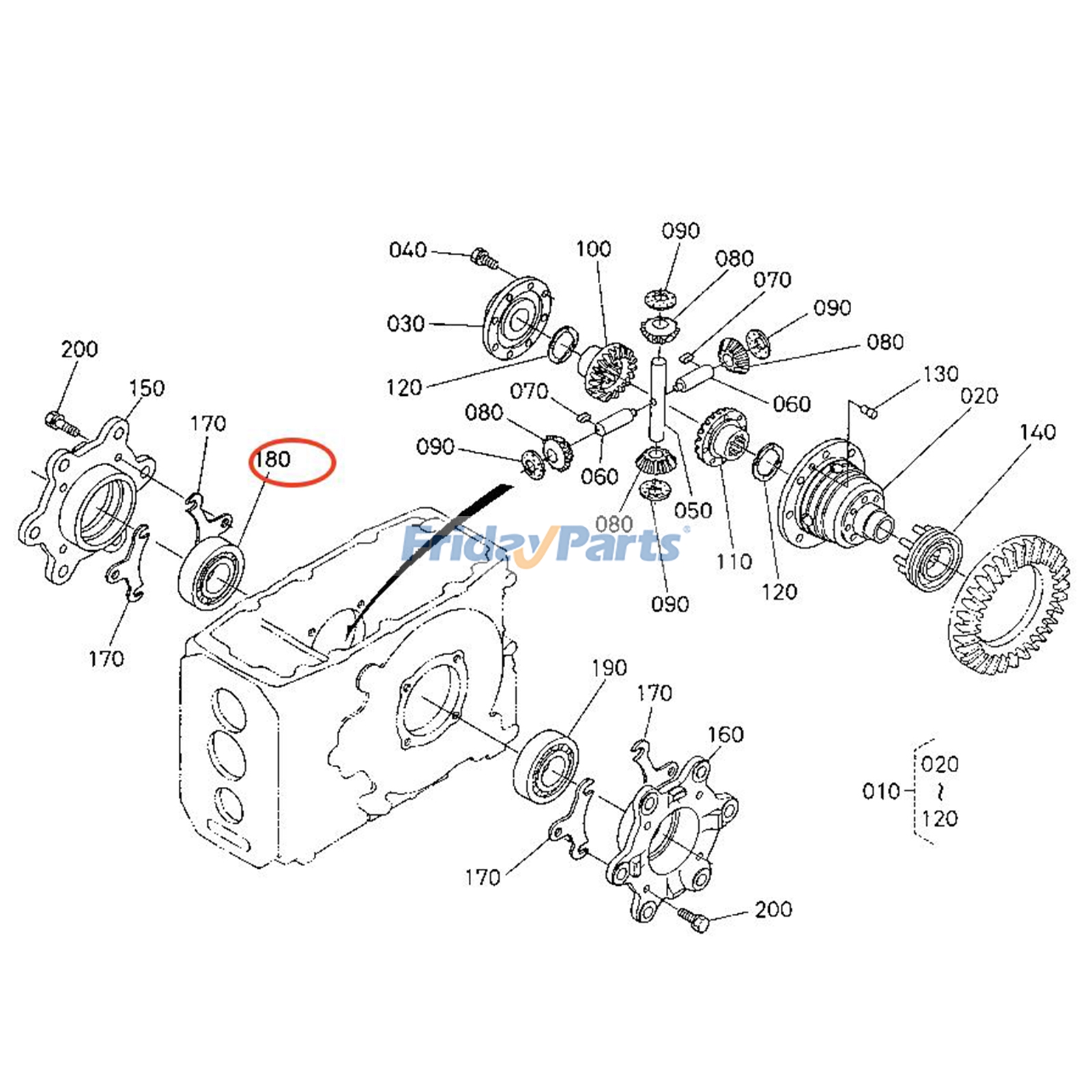 Kegelrollenlager T0330-26450 TD170-26610 für Kubota L2501 L3301 L4802 L3540 L5460 MX4700 MX6000 SSV65für Für KUBOTA