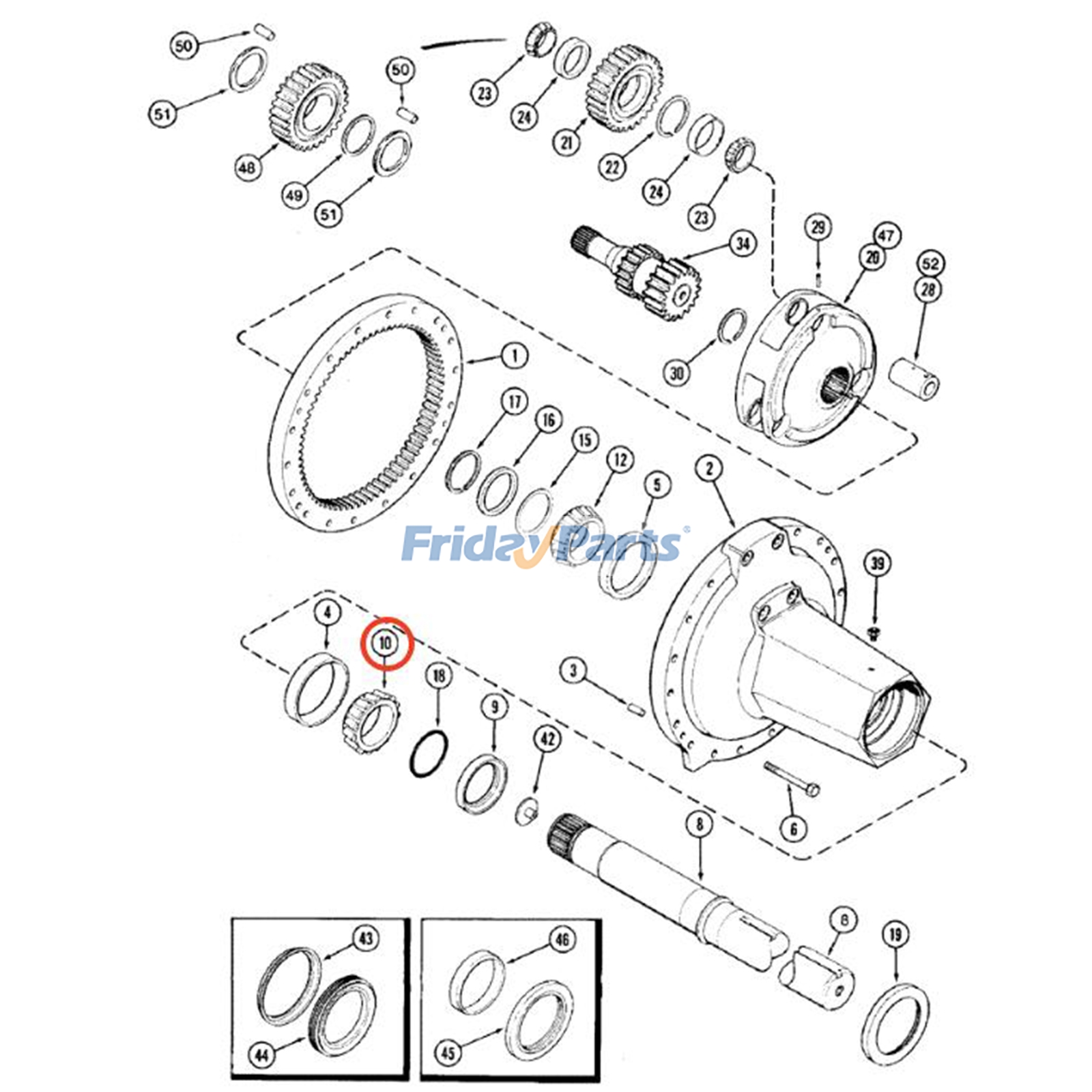 Rolamento de rolos cônicos cônicos 1975499C1 para trator CASE STX600 MAGNUM 215 380 MX150 MX305 STEIGER 380 para Trator