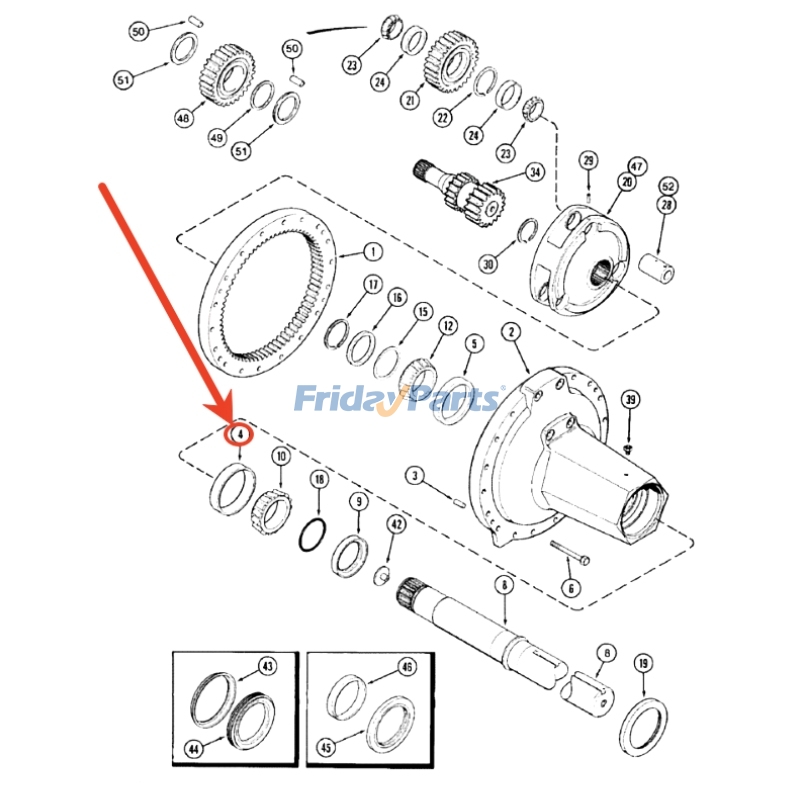Copo de rolamento de rolos cônicos 1975500C1 772-20024 para trator CASE MX200 MX215 MX230 MX240 7120 8920 7250 STX425 STX500 para Trator