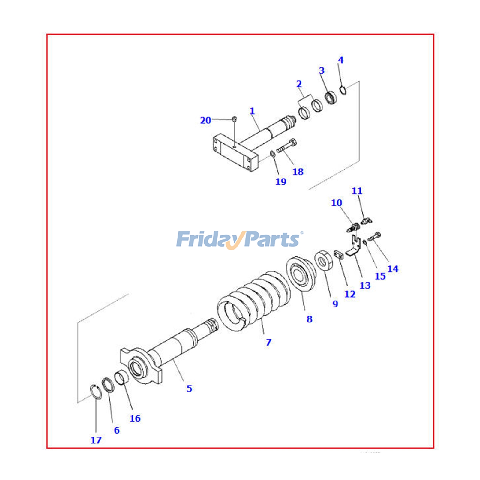 Ensemble vérin de tension avec ressortpour Pelle