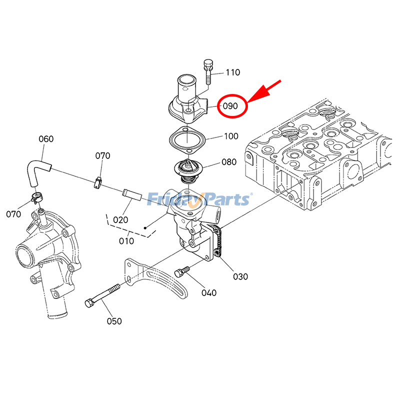 Thermostatdeckel KX91 U25 U27für BaggerFür KUBOTA