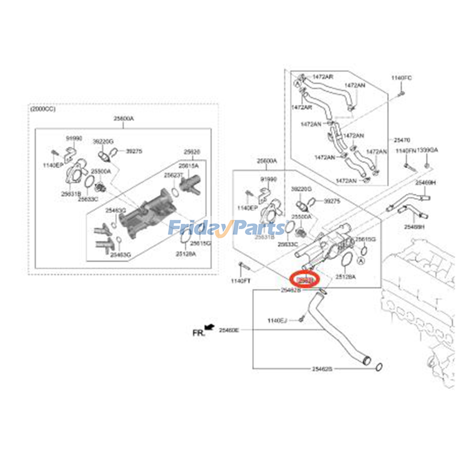 Carcasa del termostato 25620-2G545 para Kia Optima Sportage Hyundai Santa Fe Sport Sonata 2009-2015 para Vehículo Para HYUNDAI,Para Kia FridayParts