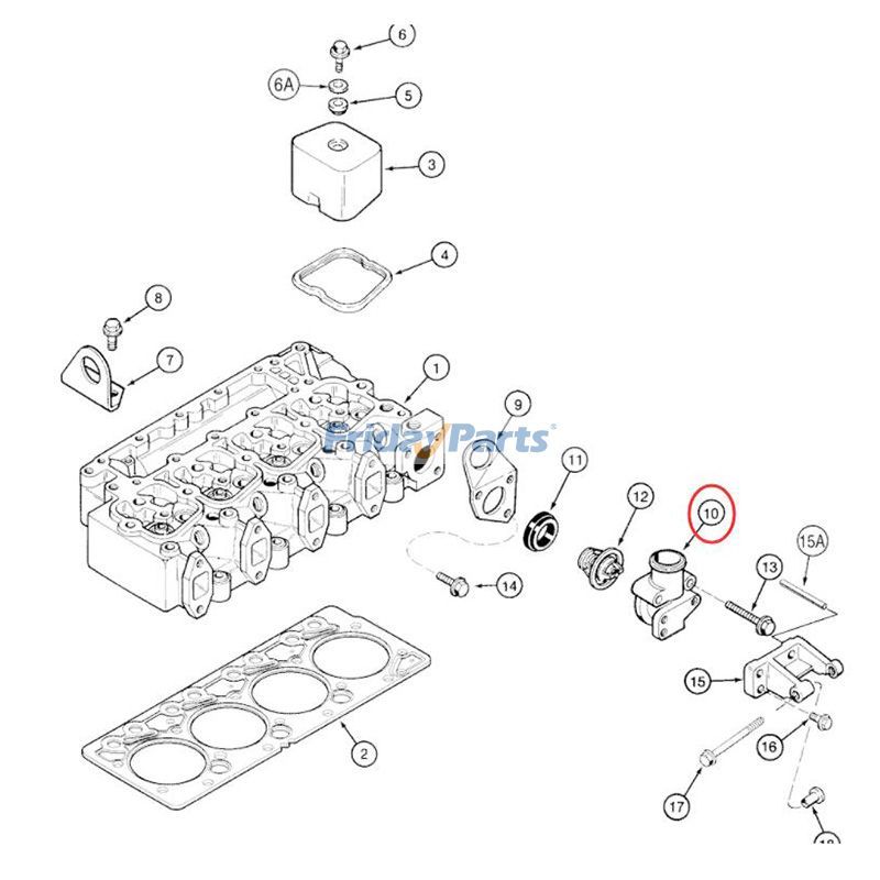 Repuesto Carcasa del termostato J285102 para cargadora de tractor New Holland LV80 U80 compatible con Pala cargadora Para New Holland FridayParts