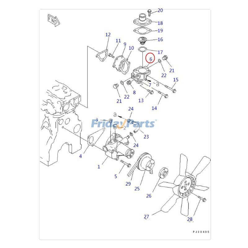 FridayParts Thermostat Housing 3D78-1 3D84-2 3D84E-3 3D84N-2 3D88E-3 4D84-2 4D84E-3 4D88E-3