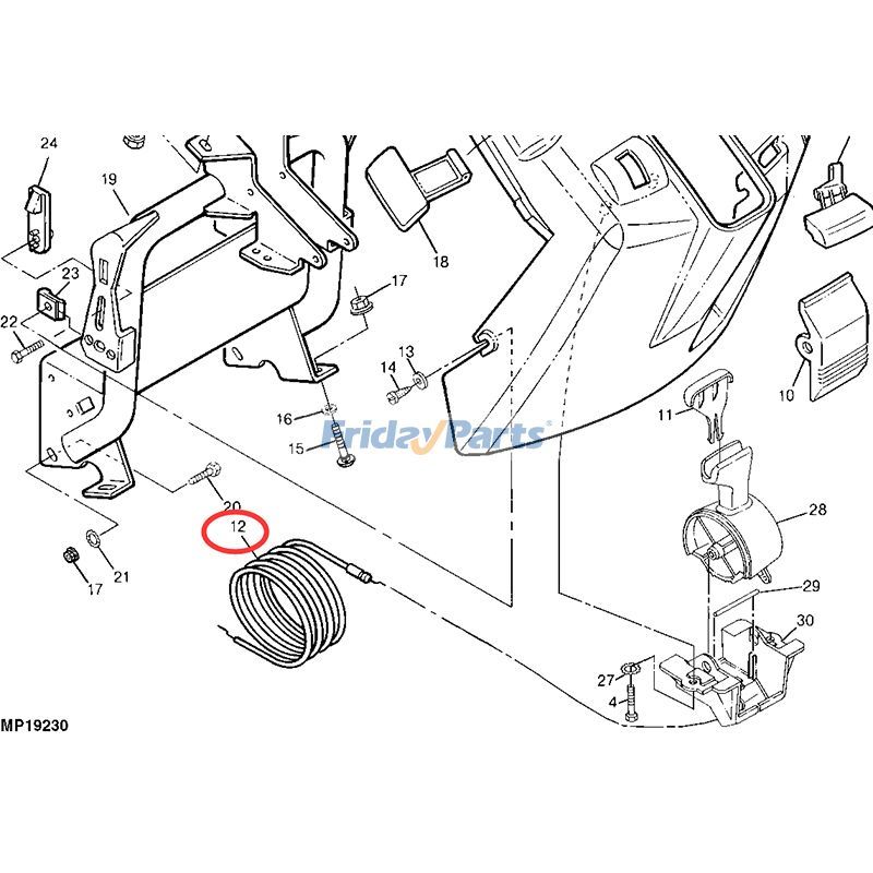 Throttle Cable M124707 for Tractor