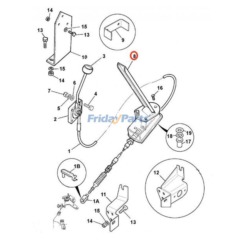 Throttle Control Pedal Assembly for Loader