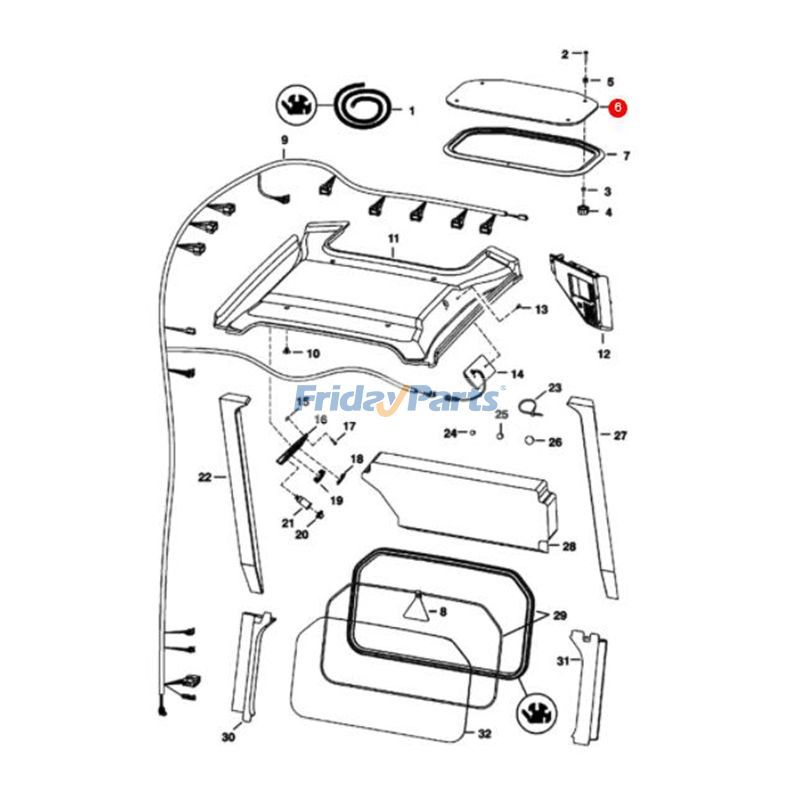 Loader Top Glass Window 