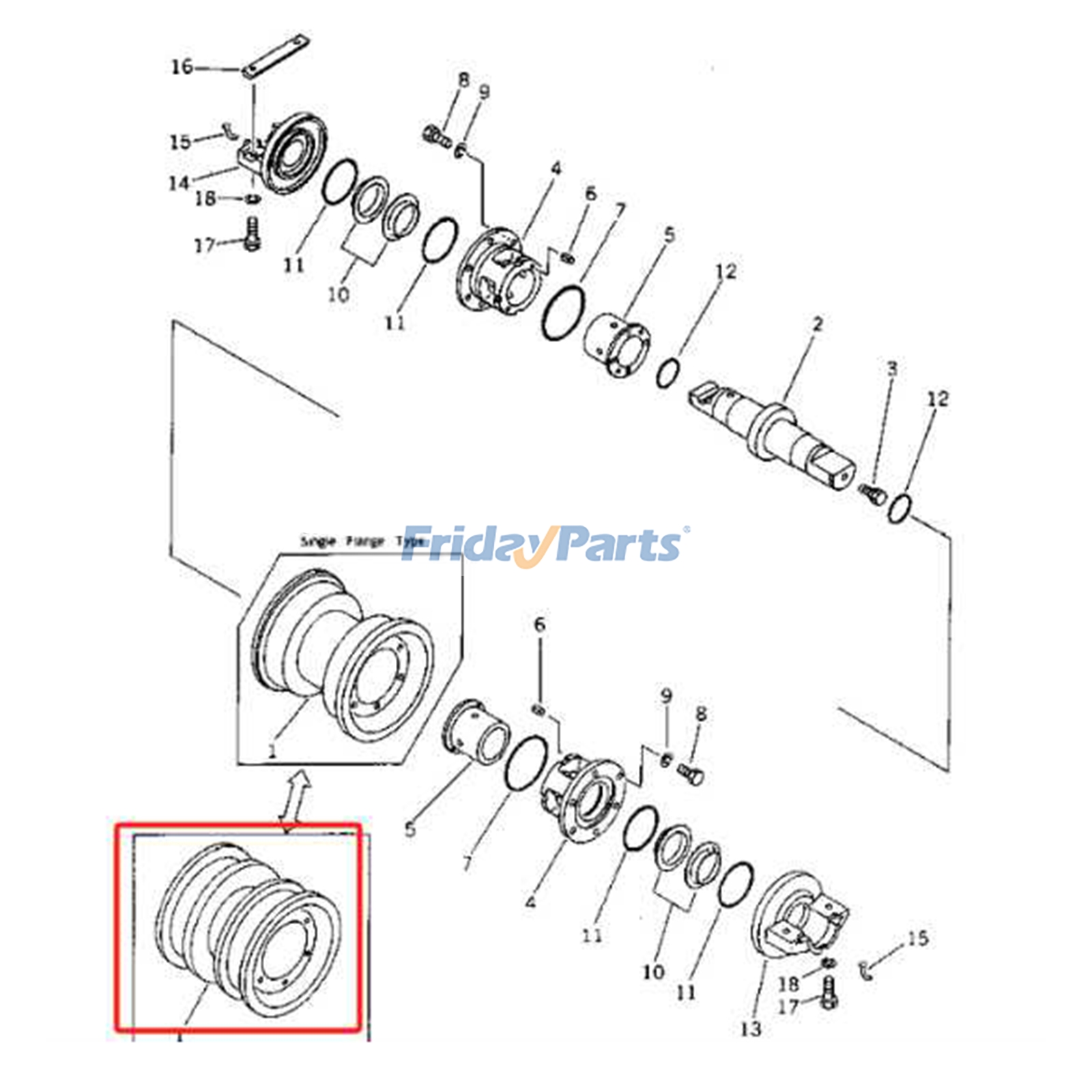 Rolo de esteira 141-30-00587 para trator de esteiras Komatsu D65A-11 D60E-8 D65P-11 D60P-8 D57S-1B D70LE-8 para Trator de Esteiras