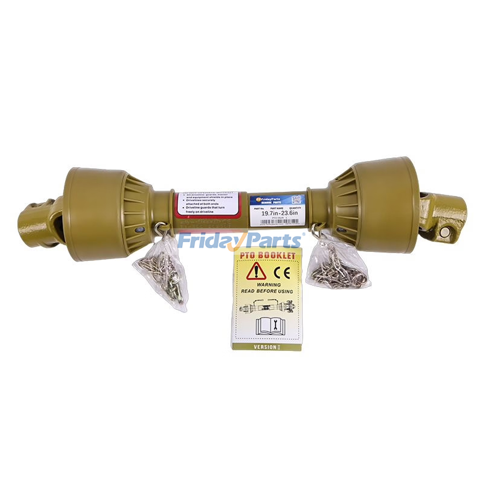 Eje de transmisión TDF amarillo de 1-3/8" con 6 estrías en el extremo T1 de 20" a 24" para tractor para Cortacésped,Tractor,Otros equipos agrícolas,Otros