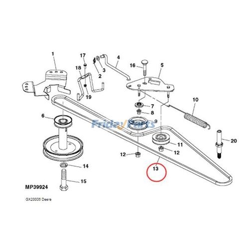 Courroie D'entraînement GX20006 Pour Tondeuses John Deere - 1/5.1" X 226.1 Cm, Compatible Nombreux Modèles D110, L120, LA130, Etc.