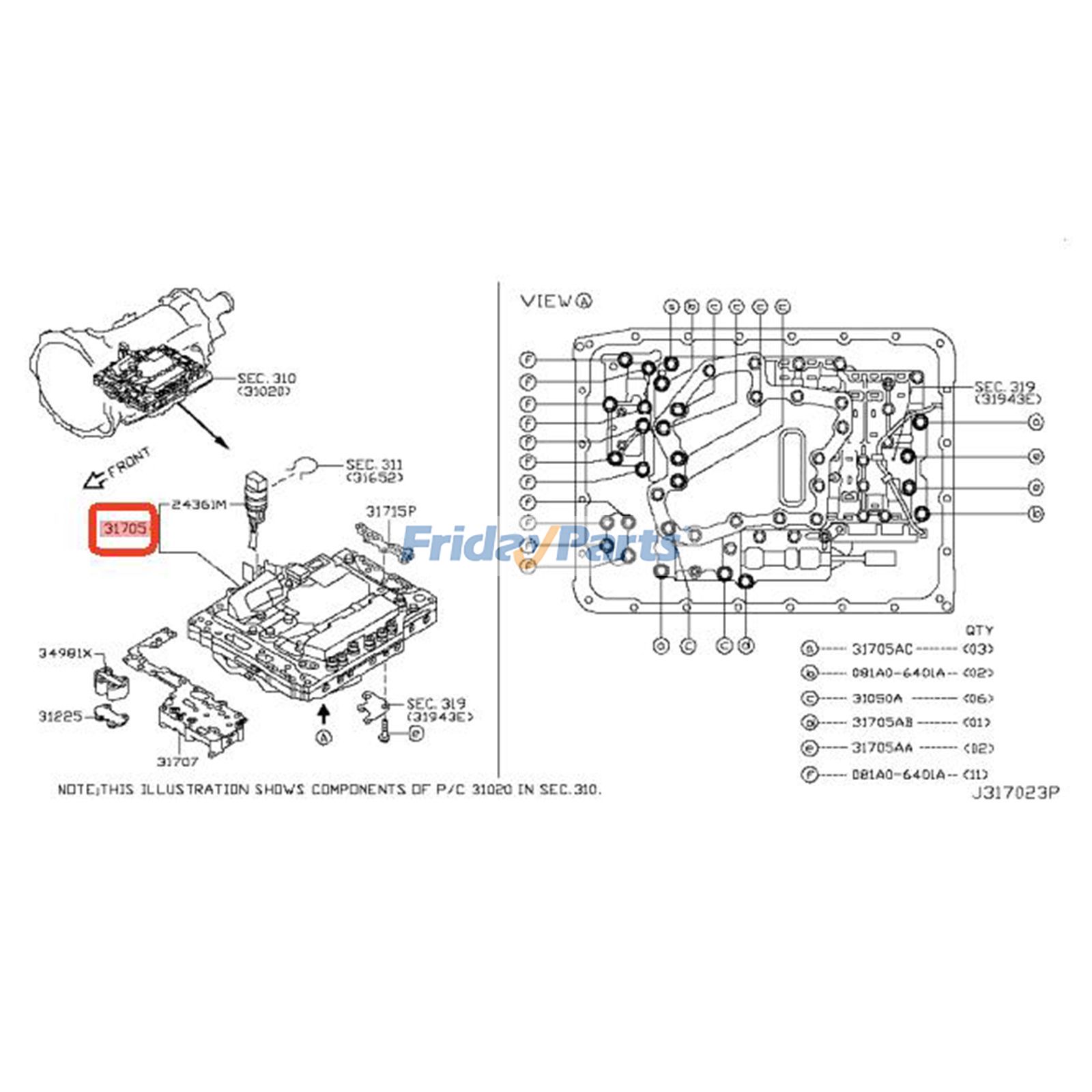 Transmission Valve Body 31705-X132C 31705-X985D for Infiniti Q50 2014-2016