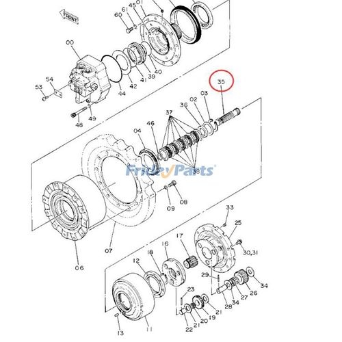 2017872 Travel Device Shaft 2017872 for Hitachi Excavator EX60 EX60G EX60SR ...