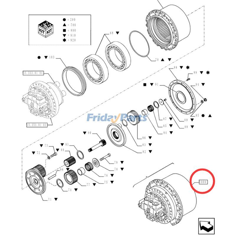 KOBELCO用用コベルコ ショベル SK235SR-1E SK235SR-2 SK235SRLC-2 用 モーター付きトラベルギアボックス LQ15V00020F1