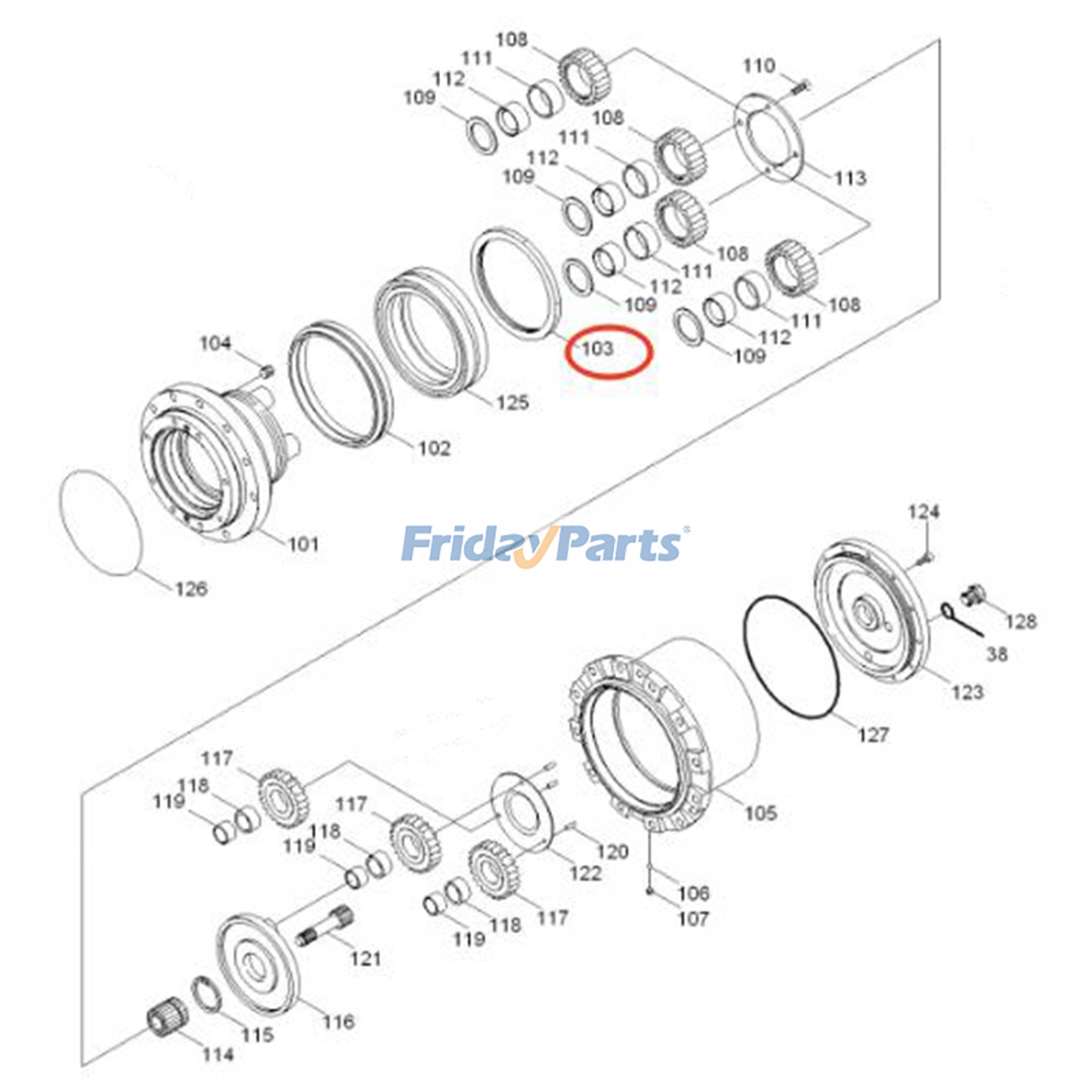 エクスカベーター トラベルモーターベアリング