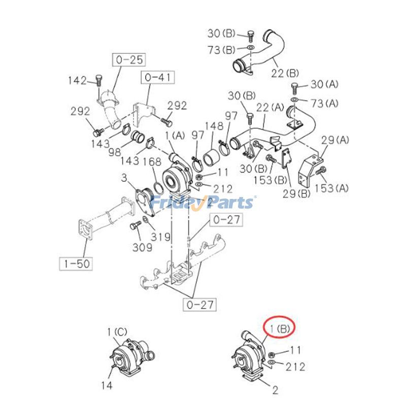 付属品付けました、STANDARD C710 Tri turbo Turbo RHC7 Turbocharger 114400-3140 for Isuzu Engine 6SD1