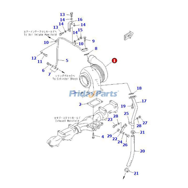 FridayParts Turbo S3A Turbocharger SA6D125ELC-6LK Wheel