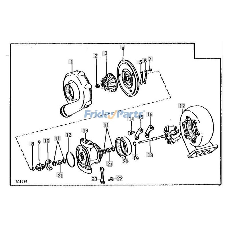 Turbocompresor T04B23 AR64626 para motor John Deere 6466 6466A Tractor 4040 4240 8430 4840 8444 9220 9420 para Motor Para JOHN DEERE FridayParts