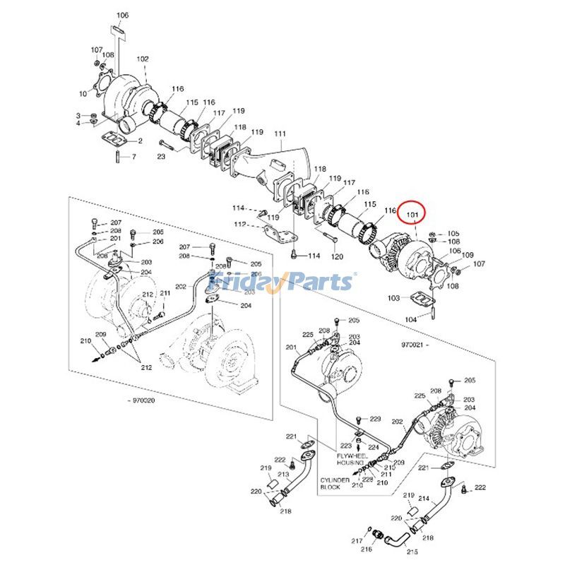 FridayParts Turbo T04E55 Turbolader Doosan 450LC-V