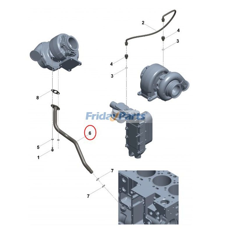 Tube d'huile pour turbocompresseur pour Moteur,Pelle,Chariot Élévateur,Chargeur,Tracteur Pour CASE,Pour HYUNDAI