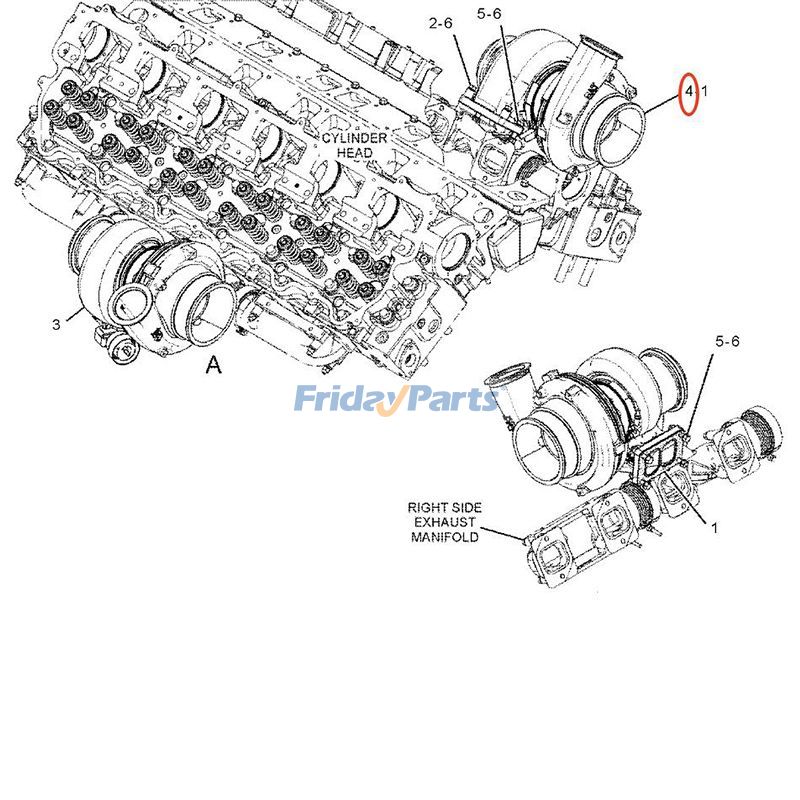 Turbocompresor 20R-0974 332-0046 para motor Caterpillar CAT C32 Camión 777C 777D 777F de FridayParts